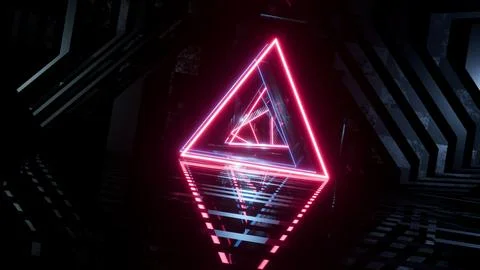 3D rendering, abstract background with blue and pink neon Stock Illustration