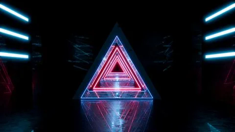 3D rendering, abstract background with blue and pink neon Stock Illustration