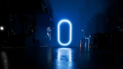 3D rendering, abstract background with blue neon Stock Illustration