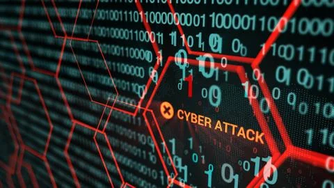 3D rendering. Abstract background concept of cyber security and attack, system Stock Illustration