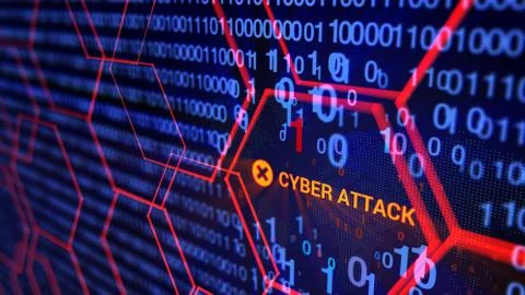 3D rendering. Abstract background concept of cyber security and attack, system Stock Illustration