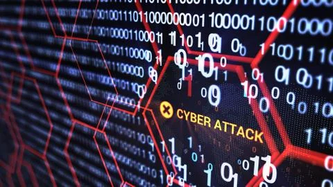 3D rendering. Abstract background concept of cyber security and attack, system Stock Illustration