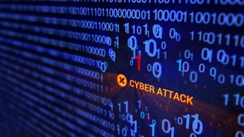 3D rendering. Abstract background concept of cyber security and attack, system Stock Illustration