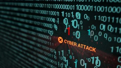 3D rendering. Abstract background concept of cyber security and attack, system Stock Illustration