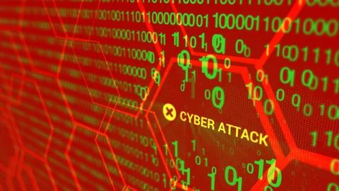 3D rendering. Abstract background concept of cyber security and attack, system Stock Illustration