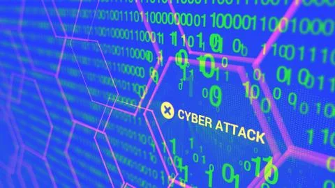 3D rendering. Abstract background concept of cyber security and attack, system Stock Illustration