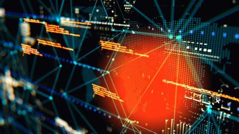 3D rendering. Abstract background concept of cyber security and attack, system Stock Illustration