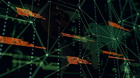 3D rendering. Abstract background concept of cyber security and attack, system Stock Illustration