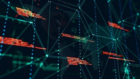 3D rendering. Abstract background concept of cyber security and attack, system Stock Illustration