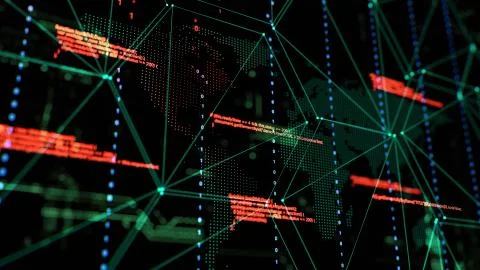 3D rendering. Abstract background concept of cyber security and attack, system Illustrazione stock