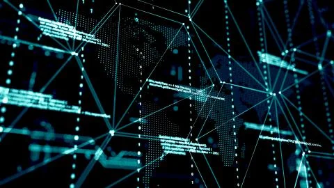 3D rendering. Abstract background concept of cyber security and attack, system Stock Illustration