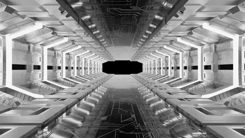3D rendering Abstract background Empty Sci-Fi modern futuristic cyber space.. Stock Illustration