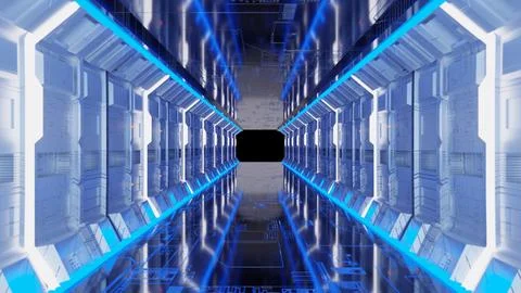 3D rendering Abstract background Empty Sci-Fi modern futuristic cyber space Stock Illustration