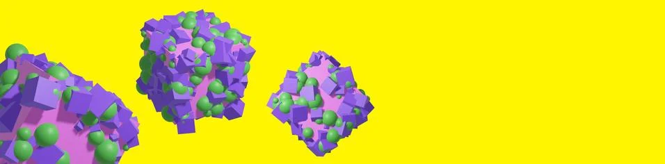 3D rendering abstract background game cubes balls fly concept children's holi Stockillustratie