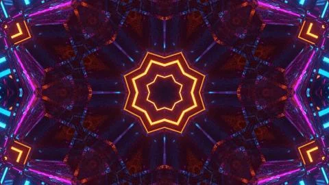 A 3D rendering of an abstract background with geometric shapes and bright col Stock Illustration