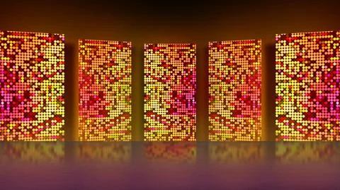 3D rendering  abstract background, glowing dots, screen pixels, neon lights, vir Stock Illustration