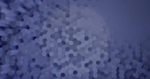 3d rendering. Abstract background of hexagonal rods of different heights, lig Stock Illustration