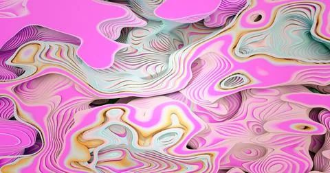 3d rendering. Abstract background of lines and stripes of pastel colors curve Stock Illustration