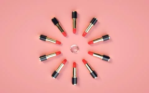 3D rendering of abstract background with lipstick Stock Photos