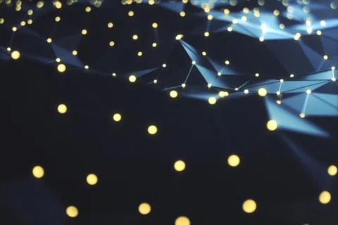 3D Rendering abstract background. Low poly mesh with connection lines and イラスト素材