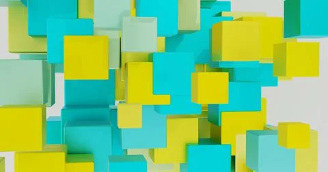 3D rendering of an abstract background made of multicolored cubes Stock Illustration