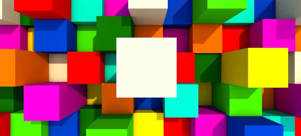 3D rendering Abstract background from multicolored cubes. Stock Illustration