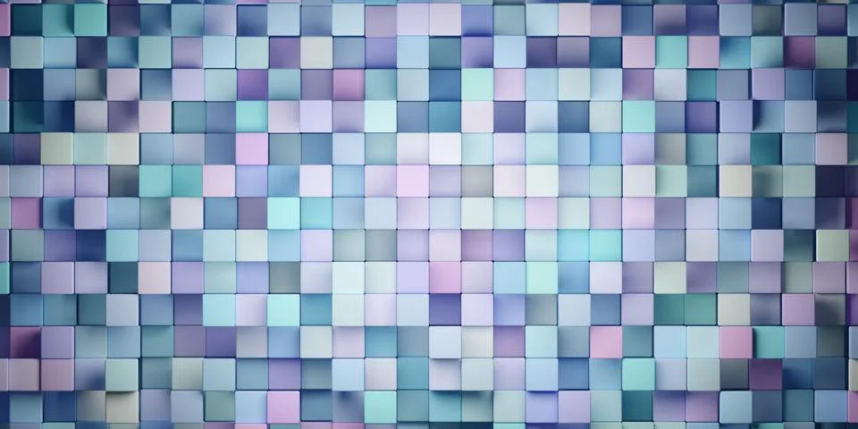 3d rendering abstract background of randomly positioned multi-colored cubes Stock Illustration