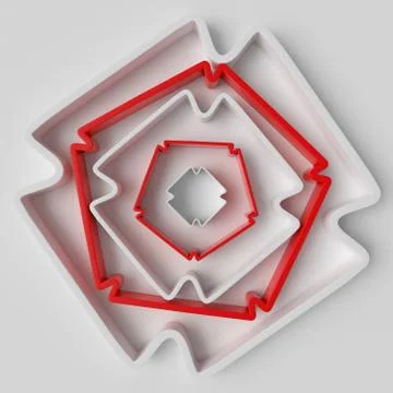 3d rendering abstract background with repeat of deformed geometry shapes. Cen Stock Illustration