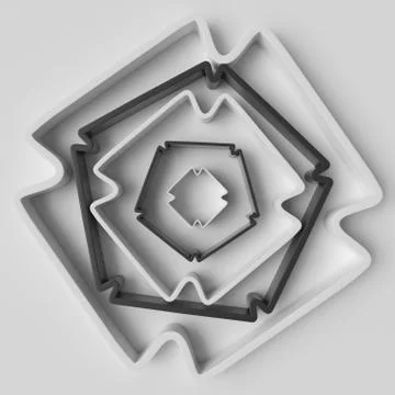 3d rendering abstract background with repeat of deformed geometry shapes. Cen Stock Illustration