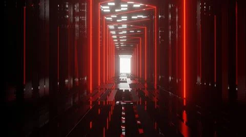 3d rendering of abstract background science fiction sci-fi hallway Stock Illustration