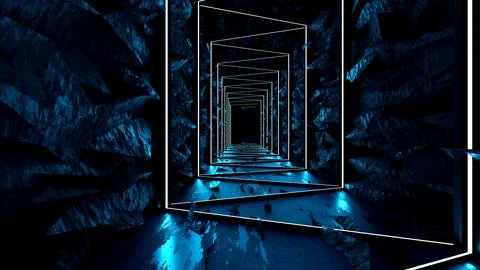 3d rendering of abstract background science fiction sci-fi hallway Stock Illustration
