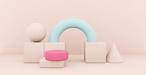 3d rendering of an abstract background with shapes. Illustrazione stock