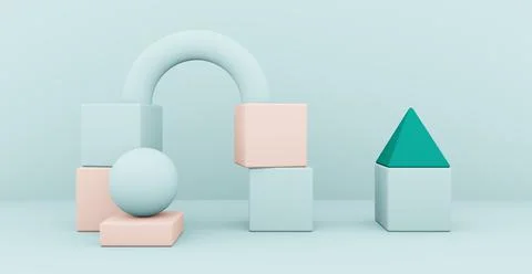 3d rendering of an abstract background with shapes. Illustrazione stock