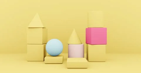 3d rendering of an abstract background with shapes. Illustrazione stock