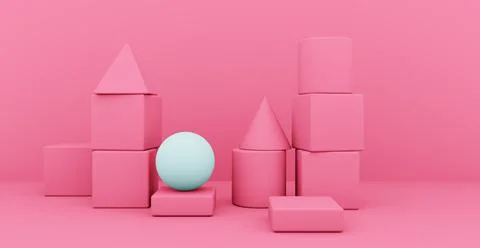 3d rendering of an abstract background with shapes. Illustrazione stock