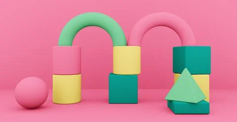 3d rendering of an abstract background with shapes. Stockillustratie