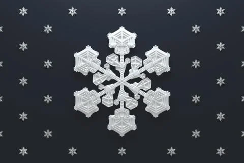 3d rendering abstract background with snowflakes. Christmas illustation. Illustrazione stock