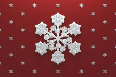 3d rendering abstract background with snowflakes. Christmas illustation. Stock Illustration