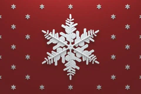 3d rendering abstract background with snowflakes. Christmas illustation. Stock Illustration
