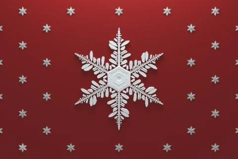 3d rendering abstract background with snowflakes. Christmas illustation. Stock Illustration