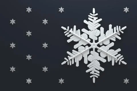 3d rendering abstract background with snowflakes. Christmas illustation. Stock Illustration