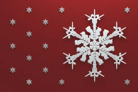 3d rendering abstract background with snowflakes. Christmas illustation. Stock Illustration