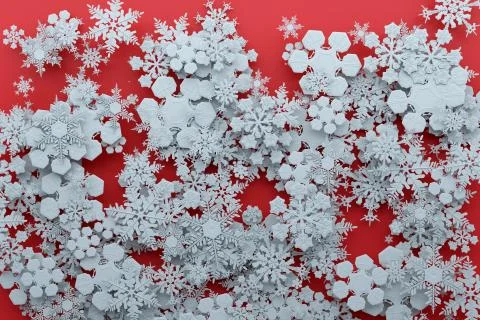 3d rendering abstract background with snowflakes. Christmas illustation. Wint Stock Illustration