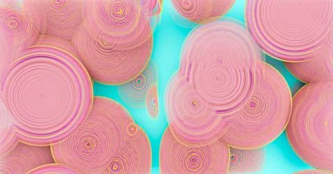 3d rendering. Abstract background of spherical shapes from thin stripes. Stock Illustration