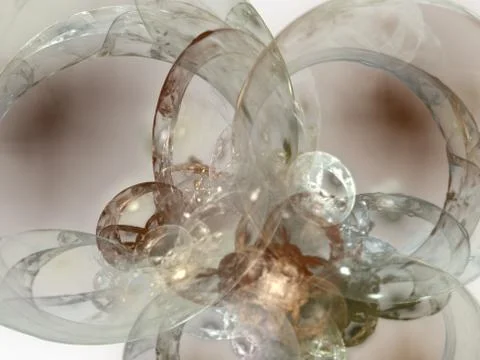 3D rendering abstract Background with torus and bubbles. Иллюстрация