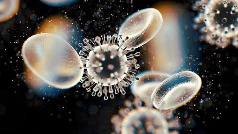 3D rendering abstract background of viruses in blood Stock Illustration