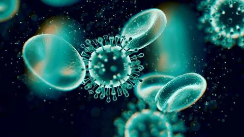 3D rendering abstract background of viruses in blood Stock Illustration