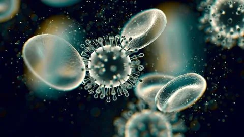 3D rendering abstract background of viruses in blood Stock Illustration