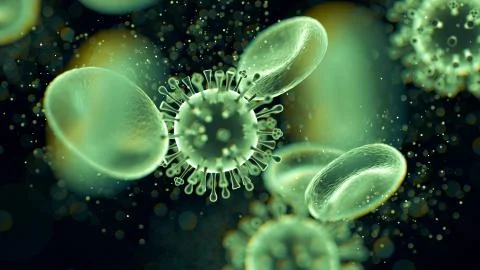 3D rendering abstract background of viruses in blood Stock Illustration