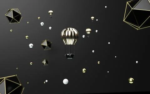 3D rendering of abstract black background with lamp lantern Stock Photos